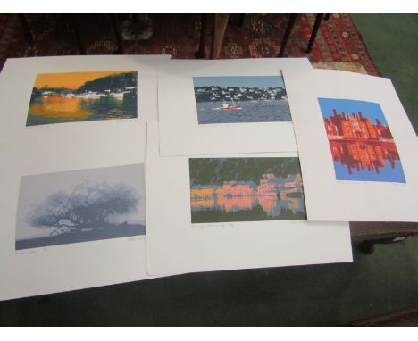 PETER DEVENISH (XX-): Five limited edition screenprints of various contemporary works including seascape 