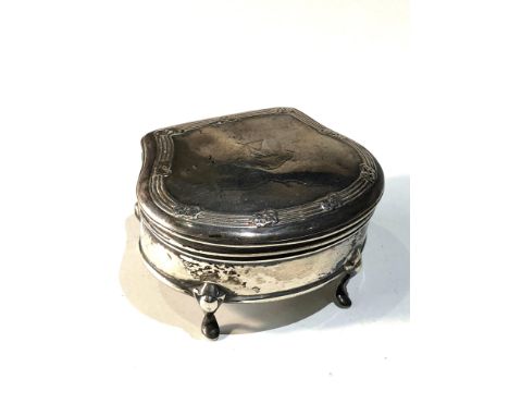 Antique silver ring box measures approx 7.5cm by 6.2cm height 4.2cm hallmarks worn 