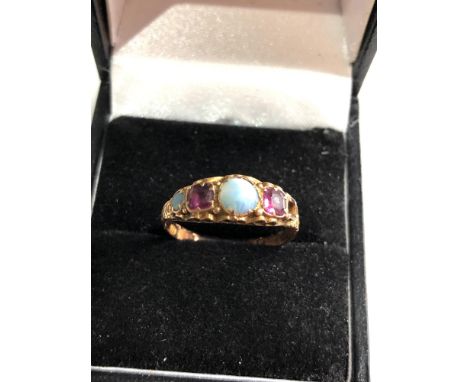 15ct gold victorian opal &amp; garnet ring - missing stone weight 1.5g 