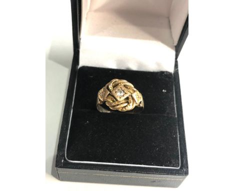 18ct gold antique diamond set twisted rope ring weight 3.7g 