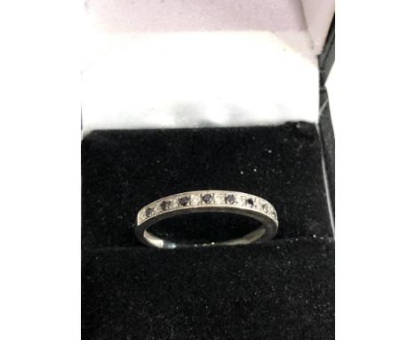 9ct white gold diamond &amp; sapphire half eternity band ring weight 1.5g 