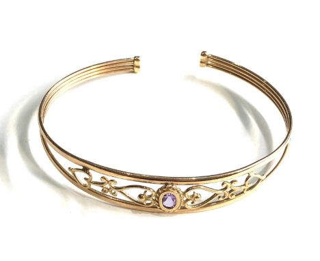 9ct gold amethyst torque bangle weight 5g 