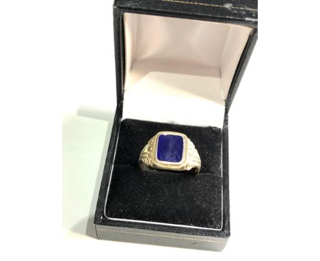 9ct gold spinning head signet ring weight 6g surface scratches to blue enamel as shown 