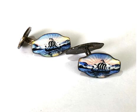 Norway silver and enamel cufflinks 