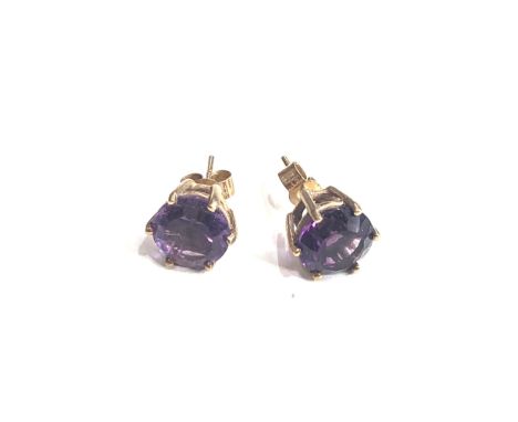 9ct gold amethyst stud earrings weight 3.1g 