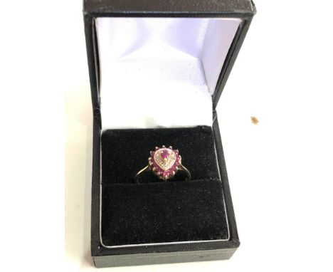 10ct gold diamond &amp; ruby cluster ring by paradise weight 1.8g 