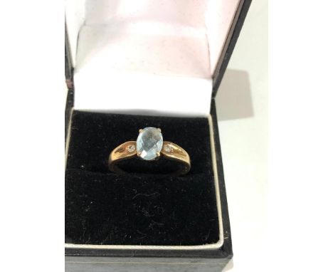 9ct gold stone set &amp; diamond accent ring weight 2.9g 