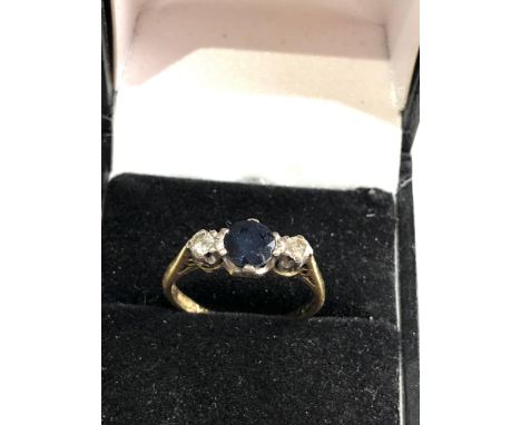 18ct gold sapphire &amp; diamond trilogy ring weight 3.1g 