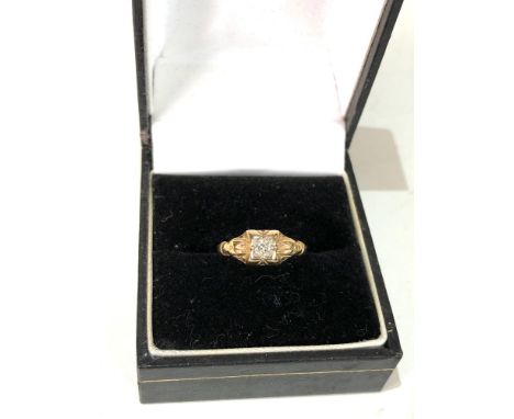 14ct gold antique diamond solitaire ring weight 1.3g 