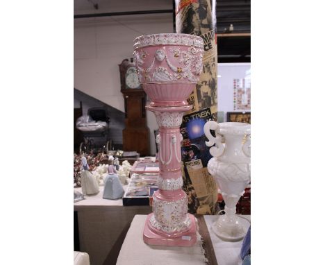 A two piece ceramic jardinière h89cm, shipping unavailable 