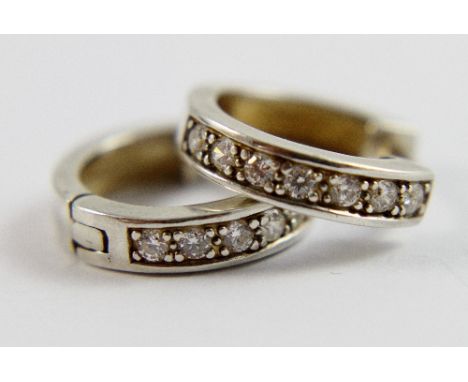 Sterling silver small CZ hinged hoops