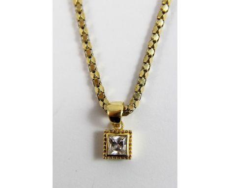 Sterling silver gold plated CZ pendant on chain