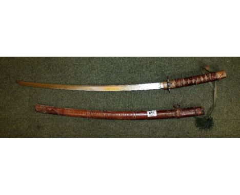 WWII Japanese officers sword in leather scabbard