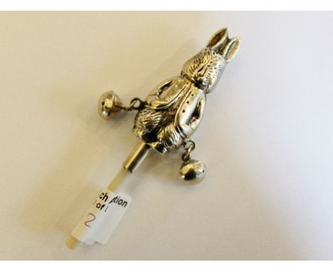 Sterling silver Peter Rabbit babies rattle