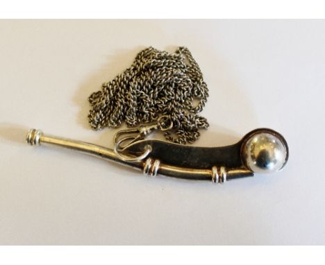 Presentation Bosuns whistle inscribed AB Ashworth HMT Rothen 1942