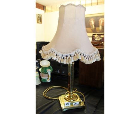 Heavy brass table lamp with shade