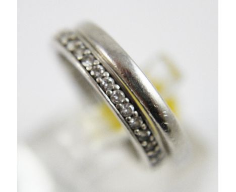 Sterling silver band and sterling silver stone set full eternity ring, sizes S and P