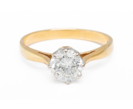 A DIAMOND SOLITAIRE RING (2)The estimated 1.03 carat round brilliant diamond, with an estimated colour of F-G and an estimate
