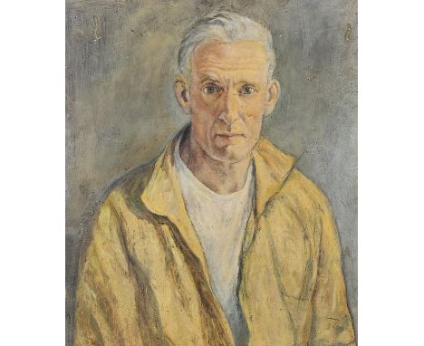 Framed oil on board, male portrait. H.77 W.68cm. 