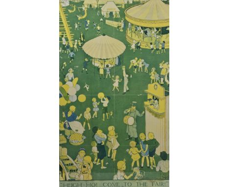 Nina K. Brisley (British. 1898-1978) Lithograph. "Heigh-Ho! Come to the Fair" From the 'Child Education Posters' series. With