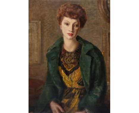 • HEDWIG PILLITZ (BRITISH-HUNGARIAN 1896-1987) PORTRAIT OF A LADY IN A YELLOW DRESSoil on canvas82 x 59cm; 32 1/4 x 23 1/4in(