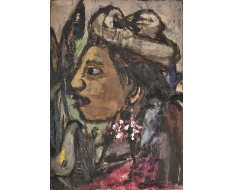 • MARIE-LOUISE VON MOTESICZKY (AUSTRIAN-BRITISH 1906-1996) WOMAN IN PROFILEoil on canvas46 x 32cm; 18 x 12.5in(unframed)Paint