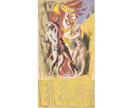 • HANS FEIBUSCH (GERMAN-BRITISH 1898-1998) FOREST FANTASY signed with initials and dated 46 lower rightgouache on card29 x 15