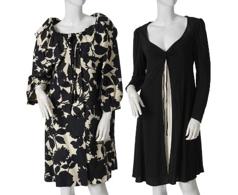 Moschino, a Couture dress and Cheap &amp; Chic coat, to include a black V-neck dress with tie front detail and cream silk und