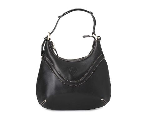 Gucci, a small Hysteria Crest hobo handbag, crafted from smooth black leather, featuring the maker's embossed crest, an adjus