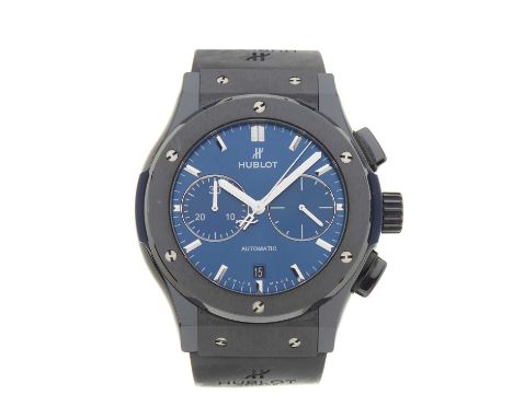 HublotA Classic Fusion Ceramic Blue Chronograph wrist watchCase: Signed. Ceramic. Reference 521.CM.7170.LR. Serial 1548952. L