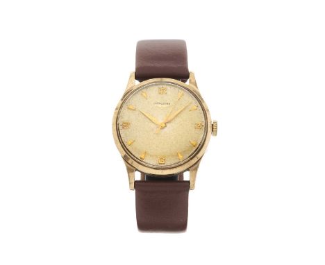 LonginesA wrist watchCase: 9ct gold. Hallmarks for Birmingham 1957. Length (end to end of lugs): 41.2mm. Width (excluding cro