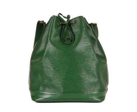Louis Vuitton, a green epi Noe GM handbag, crafted from textured green epi leather with smooth leather trim, leather drawstri