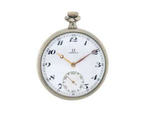 OmegaA pocket watchCase: Signed. Base metal. Case number 8324255. Width: 48.6mmMovement: Signed. Keyless wound Swiss lever mo