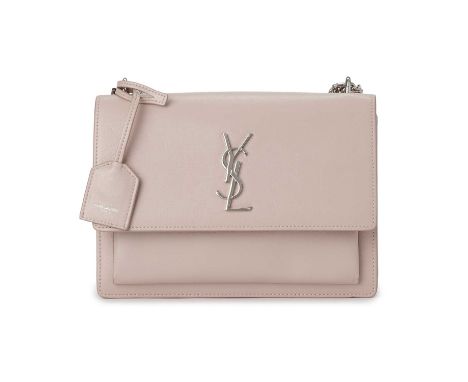 Yves Saint Laurent, a medium Sunset Chain handbag, featuring a smooth pale pink leather exterior with polished silver-tone ha