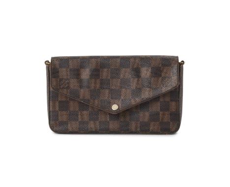 Louis Vuitton, a damier ebene Felicie Pochette w/inserts, featuring an envelope flap closure, optional chain-link crossbody s