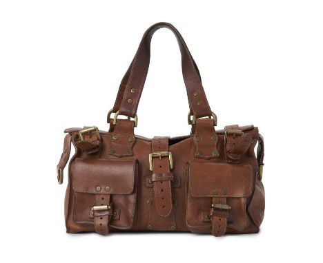 Mulberry, an oak leather Roxanne handbag, with antiqued brass hardware, double leather handles, magnetic snap button fastenin
