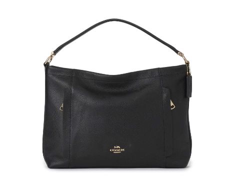 Coach, a black leather Scout hobo handbag, crafted from black pebbled leather, with gold-tone hardware, two exterior zip pock