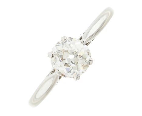An early 20th century platinum old-cut diamond single-stone ring, estimated diamond weight 0.70ct, I colour, P1 clarity, band