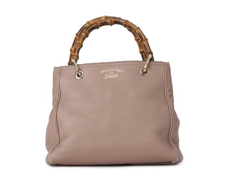 Gucci, a small Bamboo Shopper handbag, crafted from grained dusty pink calf leather, with gold-tone hardware, dual looping ba