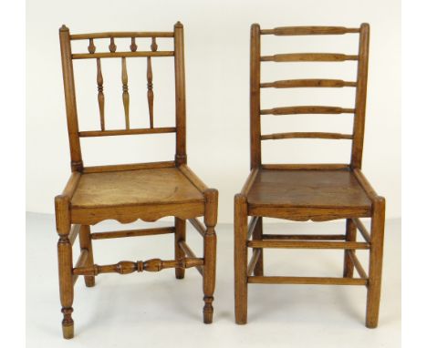 TWO 19TH CENTURY PROVINCIAL SIDE CHAIRS, ladder back and spindle back (2)