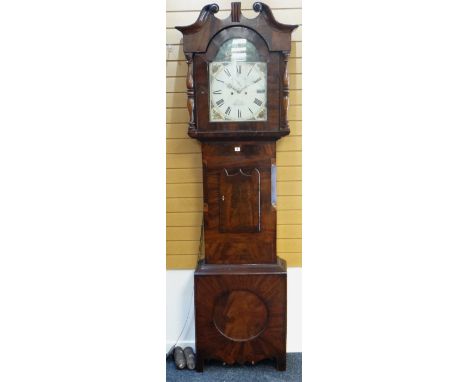 GOOD MID 19TH CENTURY LEICESTER LONGCASE CLOCK, well painted 13 inch dial with subsidiary seconds, signed 'King, Leicester', 