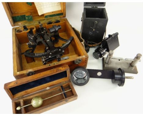 KELVIN &amp; HUGHES SEXTANT (1950's) together with various scientific / surveying instruments including an electric lantern