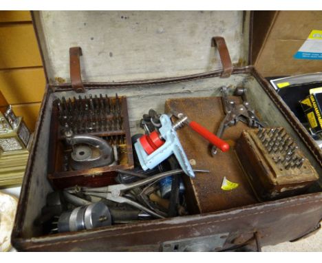 WATCHMAKERS TOOLS including small lathe, pliers ETC