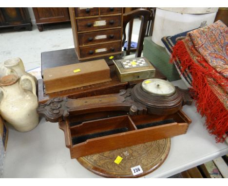 ASSORTED BOXES &amp; ANEROID BAROMETER