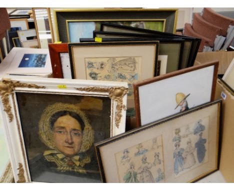 ASSORTED PRINTS &amp; PICTURES including portrait of an elderly lady in lace cap by W Troy