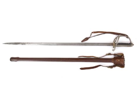 A George V Royal Artillery Officer's dress sword, 1821 pattern, the single-edged etched blade 86cms, on hilt with three bar g