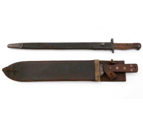 A WWI British bayonet, 1913 pattern, by Wilkinson, the 43cms single edged blade with full fuller and stamped '1907 3 16' GV c