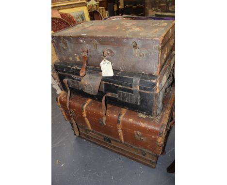FOUR VINTAGE TRAVEL TRUNKS