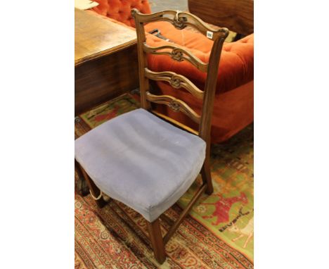 A GEORGIAN MAHOGANY COUNTRY PIERCED LADDER BACK CHAIR