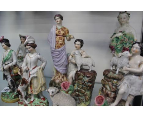 A GROUP OF 19TH.C.STAFFORDSHIRE FIGURES